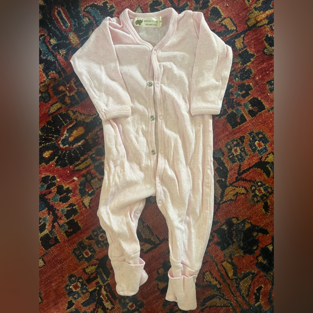 Monica + Andy 0-3month button romper
